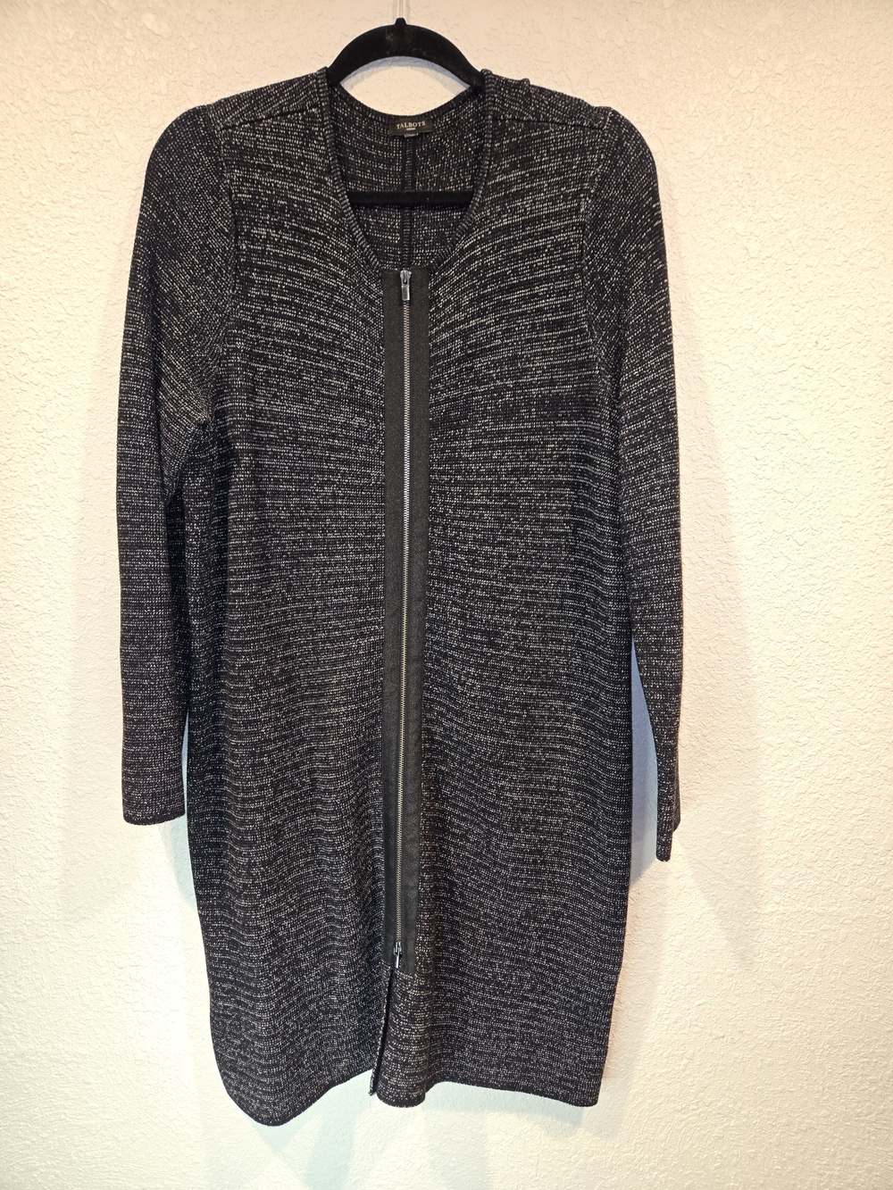 Long Zip-Front Women's Sweater Dress - Black Heather